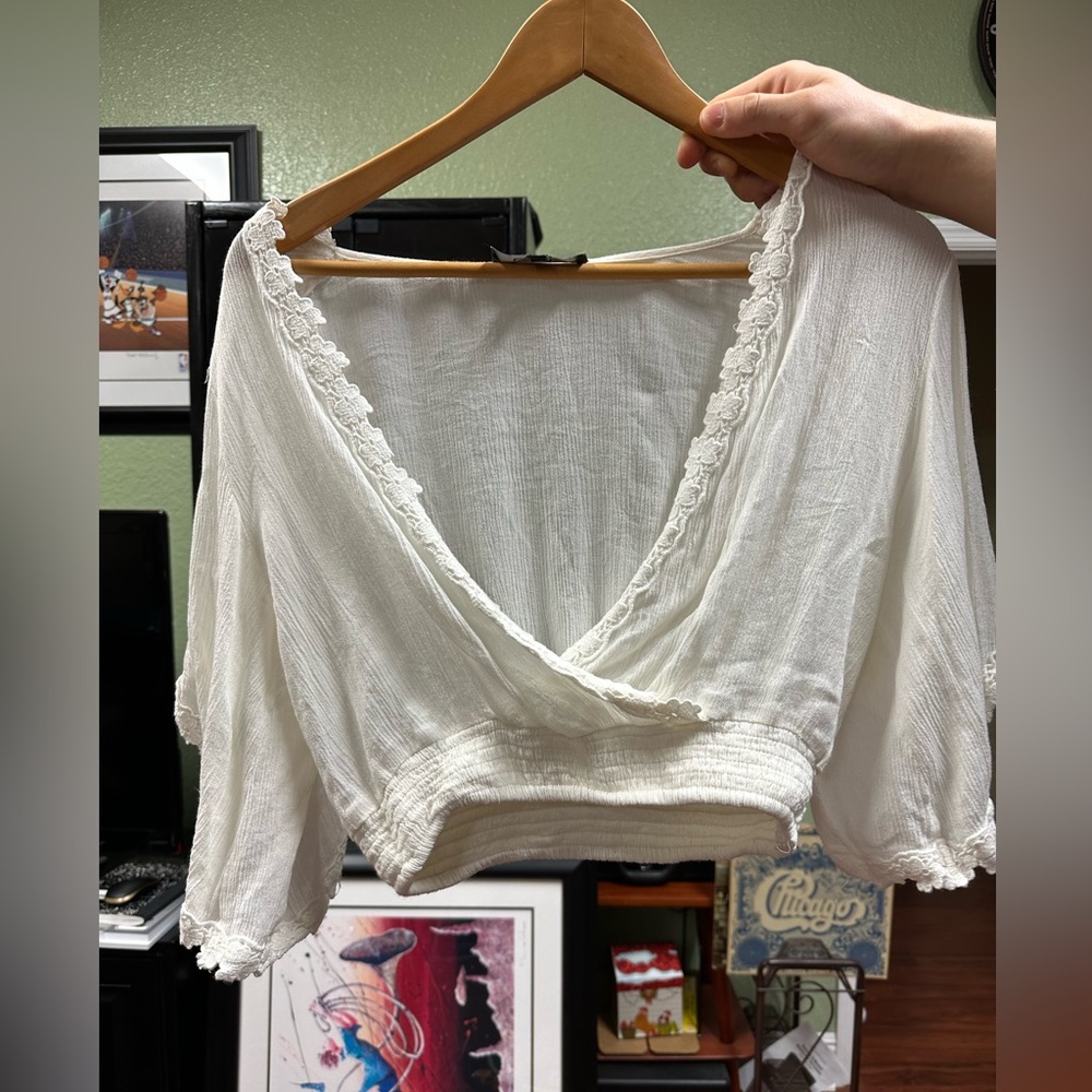 Lulus textured white blouse